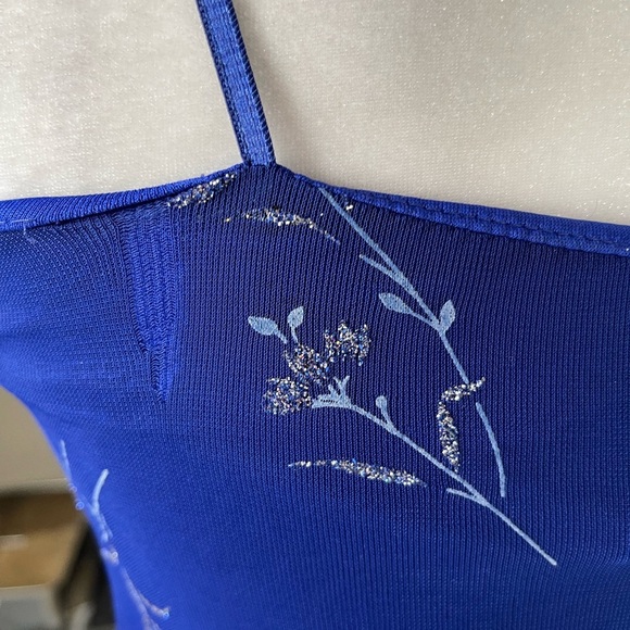 Vintage Y2K 90’s City Triangles mesh  Blue with Glitter Flowers size small - Picture 5 of 12